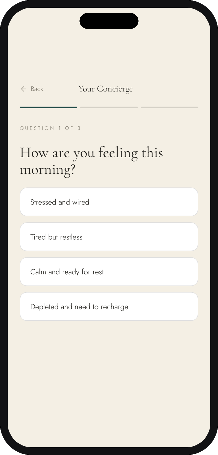 Guided concierge — Three Sages guest app